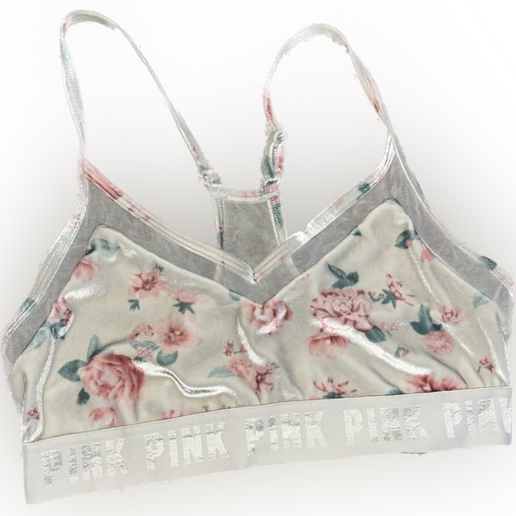 Victoria’s Secret PINK Sport Velvet Floral Sports Bra - Picture 1 of 5